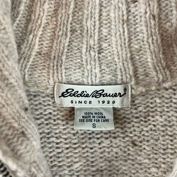 Vtg Eddie Bauer 100% Wool Full Zip Jacket Sweater Mock Neck Knitted Women's S - Picture 5 of 12
